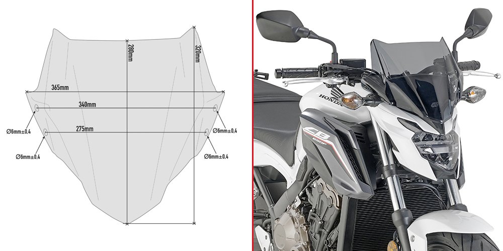 323-A1159.jpg Givi Specific screen, smoked 28 x 36,5 cm (H x W) CB650F 17-18 - Image 1