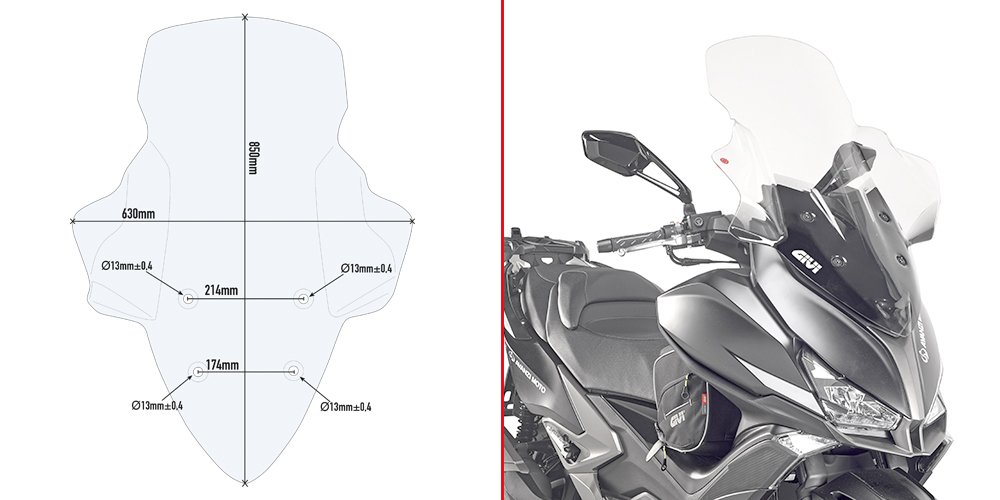 323-D6104ST.jpg Givi Specific screen, transparent 85,5 x 66 cm (h x w) Xciting 400i (13-15) - Image 1