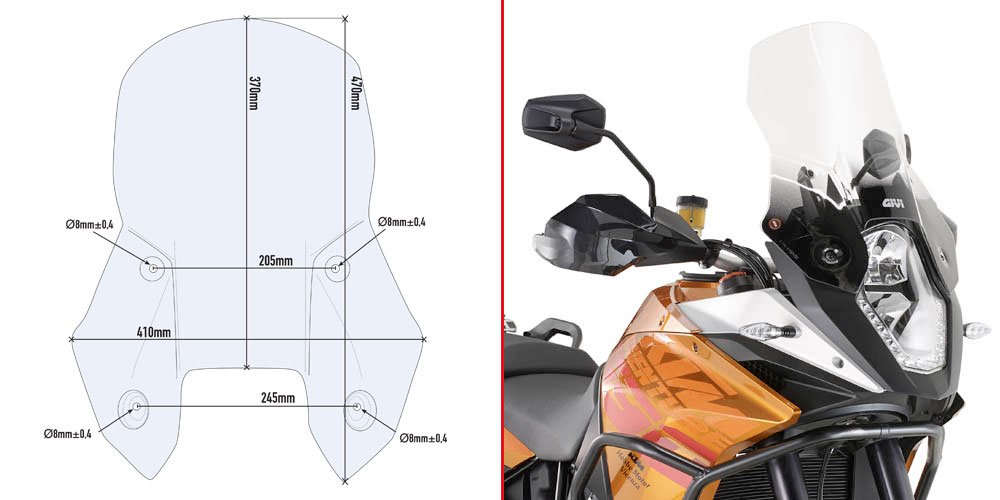 323-D7703ST.jpg Givi Specific screen, transparent 37 x 41 cm 1190 Adventure / Adventure R (13) - Image 1