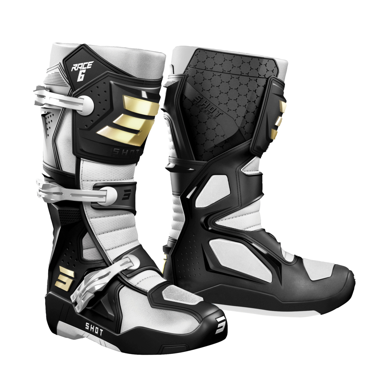615-2300.png Shot Boots Race 6 Black/Grey/Chrome - Image 1
