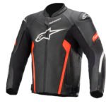 Alpinestars Leather jacket Faster v2 Black/Red Fluo