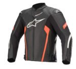 Alpinestars Leather jacket Faster AirFlow v2 Black/Red Fluo 52
