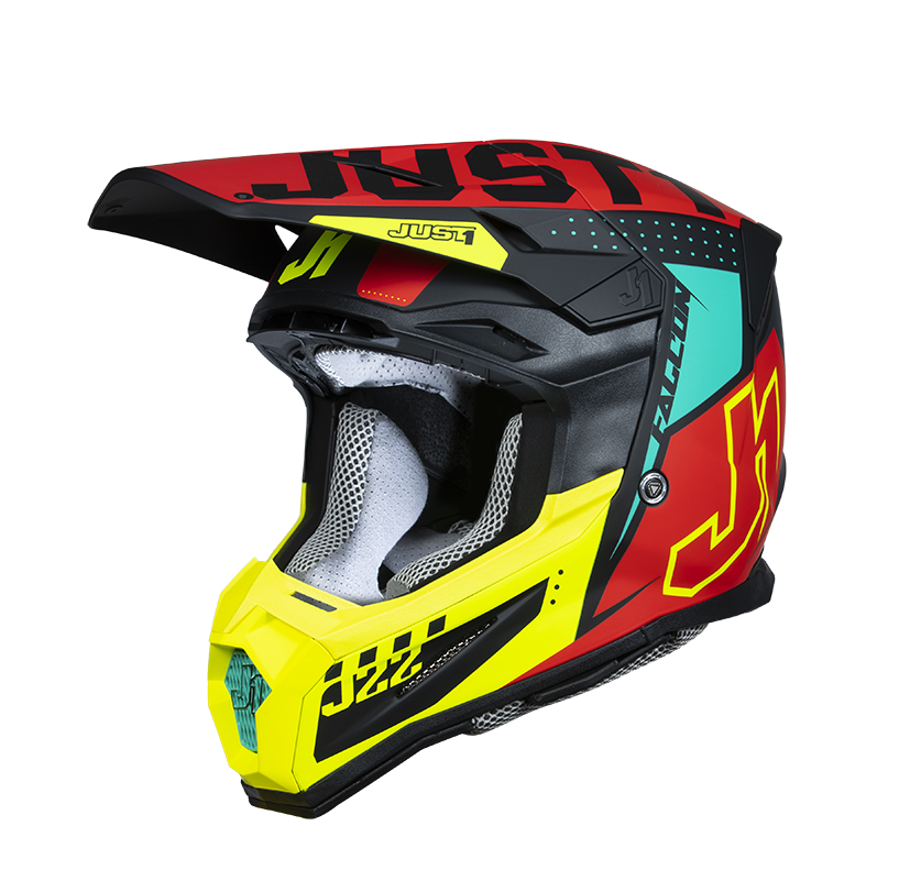 604-230017.jpg Just1 Helmet J-22 F Falcon Fluo Red/Yellow/Black - Image 1
