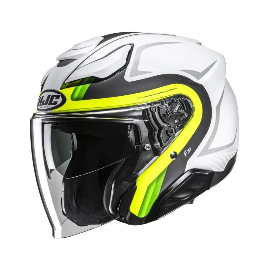 HJC Helmet F31 Bask Fluo Yellow/White MC3HSF